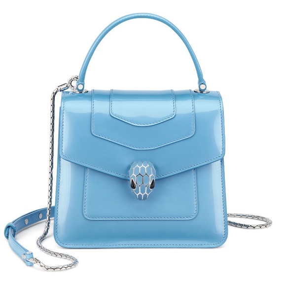 Bvlgari Bulgari Serpenti Forever Top Handle Blue Silver Hardware Snake Head - Picture 2 of 14